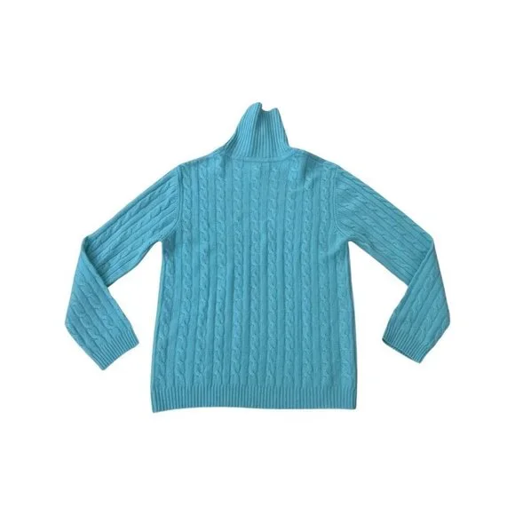 Sutton Studio aqua turtleneck cashmere sweater size XL